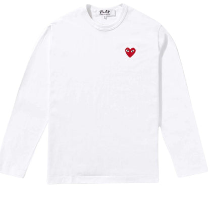 COMME DES GARÇONS PLAY RED EMBLEM LONGSLEEVE WHITE (WOMENS)