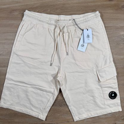 C.P. Company Light Fleece Cargo Lens Shorts in Pistachio Shell