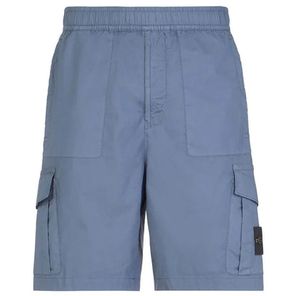 Stone Island Blue Cotton Stretch Cargo Shorts