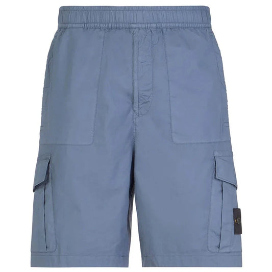 Stone Island Blue Cotton Stretch Cargo Shorts