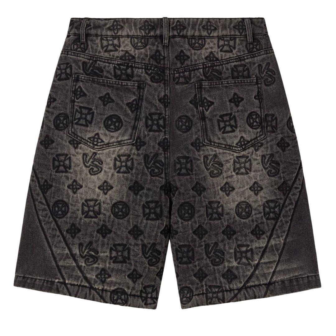 VALE FOREVER SPADE DENIM SHORTS BLACK