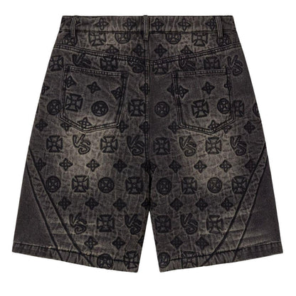 VALE FOREVER SPADE DENIM SHORTS BLACK