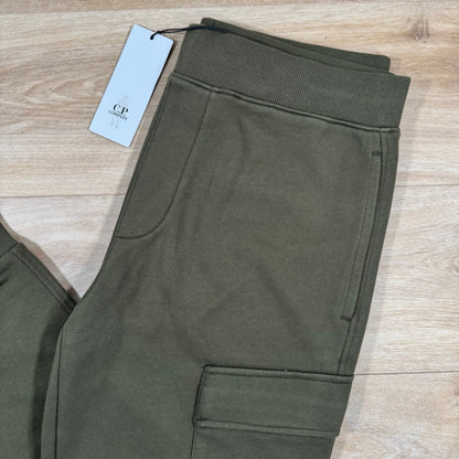 C.P. Company Diagonal Raised Fleece Lens Sweatpants in Ivy Green