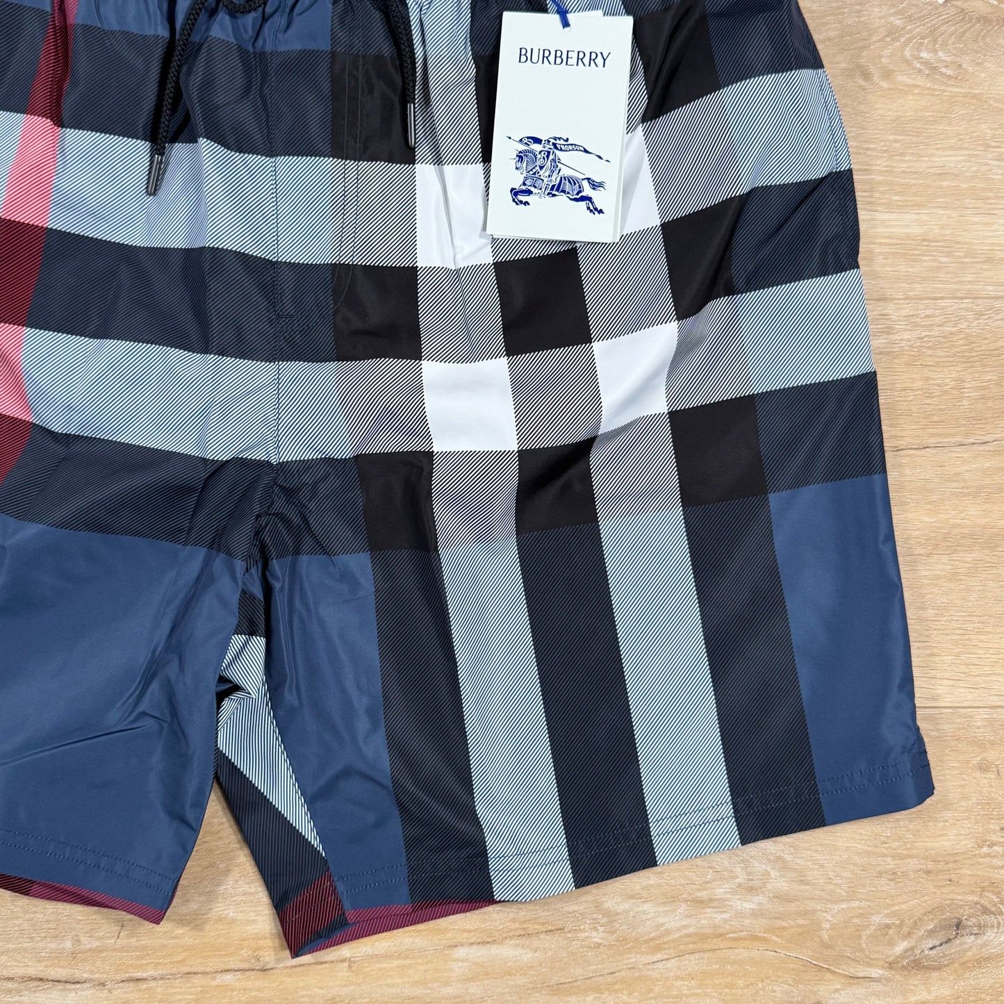 Burberry Check Swim Shorts in Carbon Blue