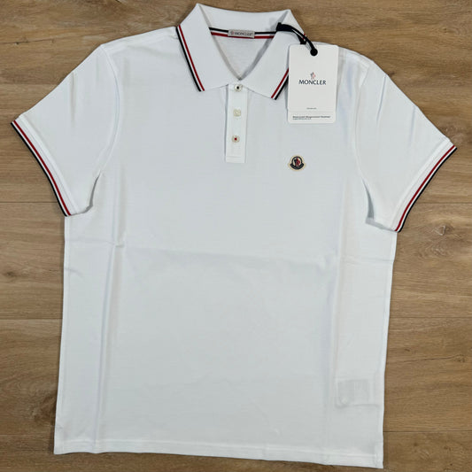 Moncler Logo Patch Polo Shirt in White