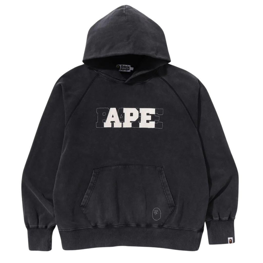 BAPE EFFECT RELAXED FIT HOODIE WASHED BLACK