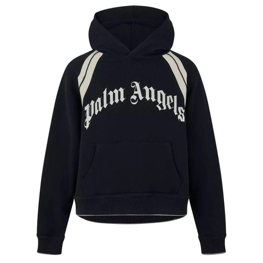 PALM ANGELS CURVED LOGO TRACK HOODIE BLACK