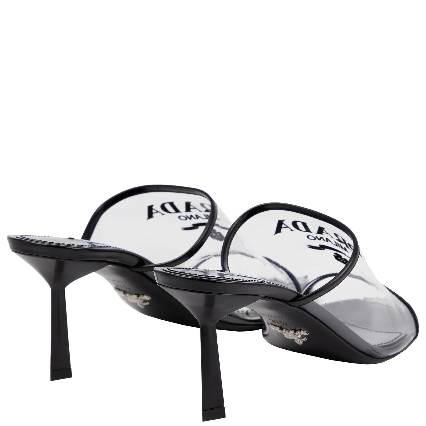 Womens Prada Logo PVC Heels