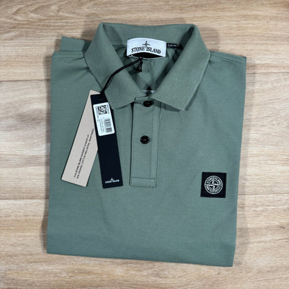 Stone Island Organic Cotton Pique Polo Shirt in Sage Green