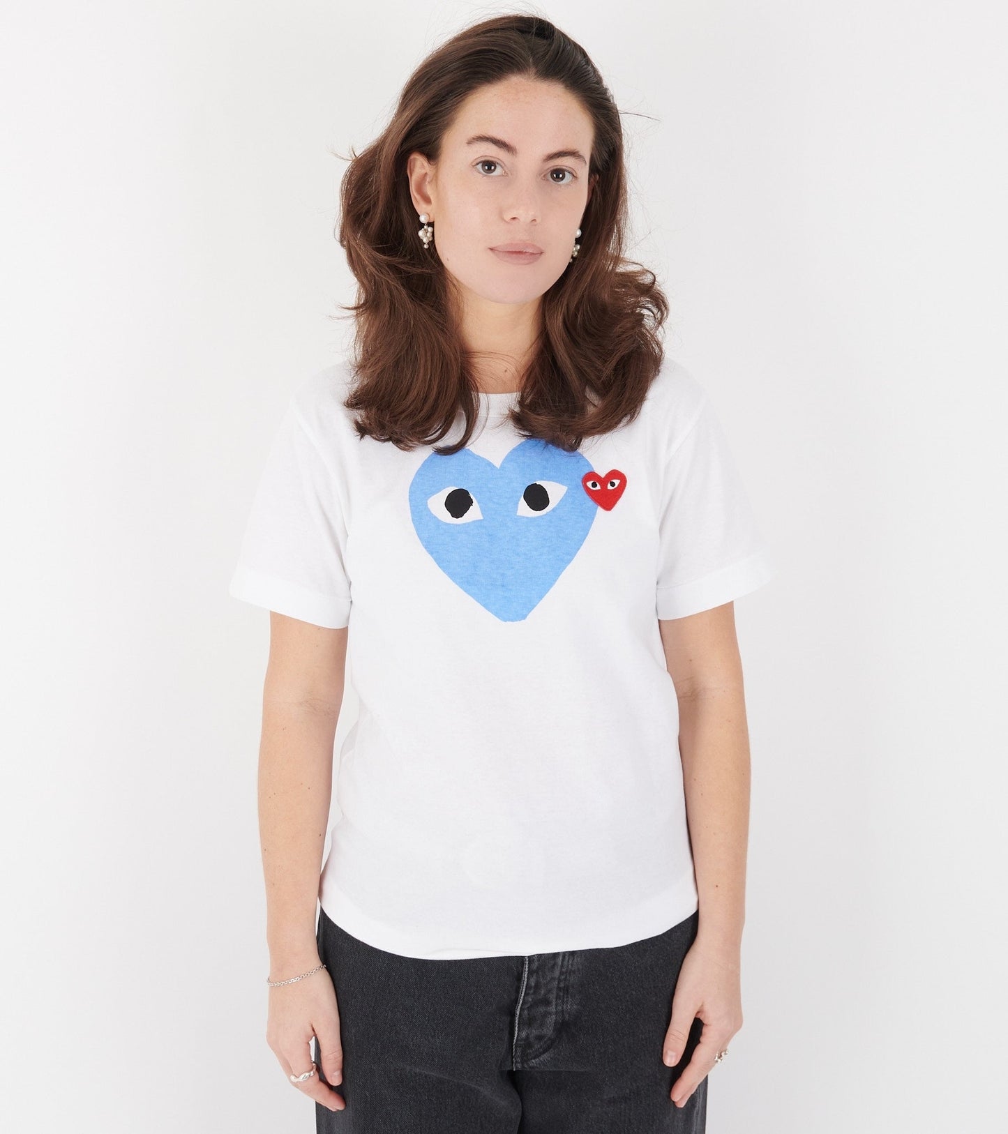 U Big Blue Heart T-shirt White