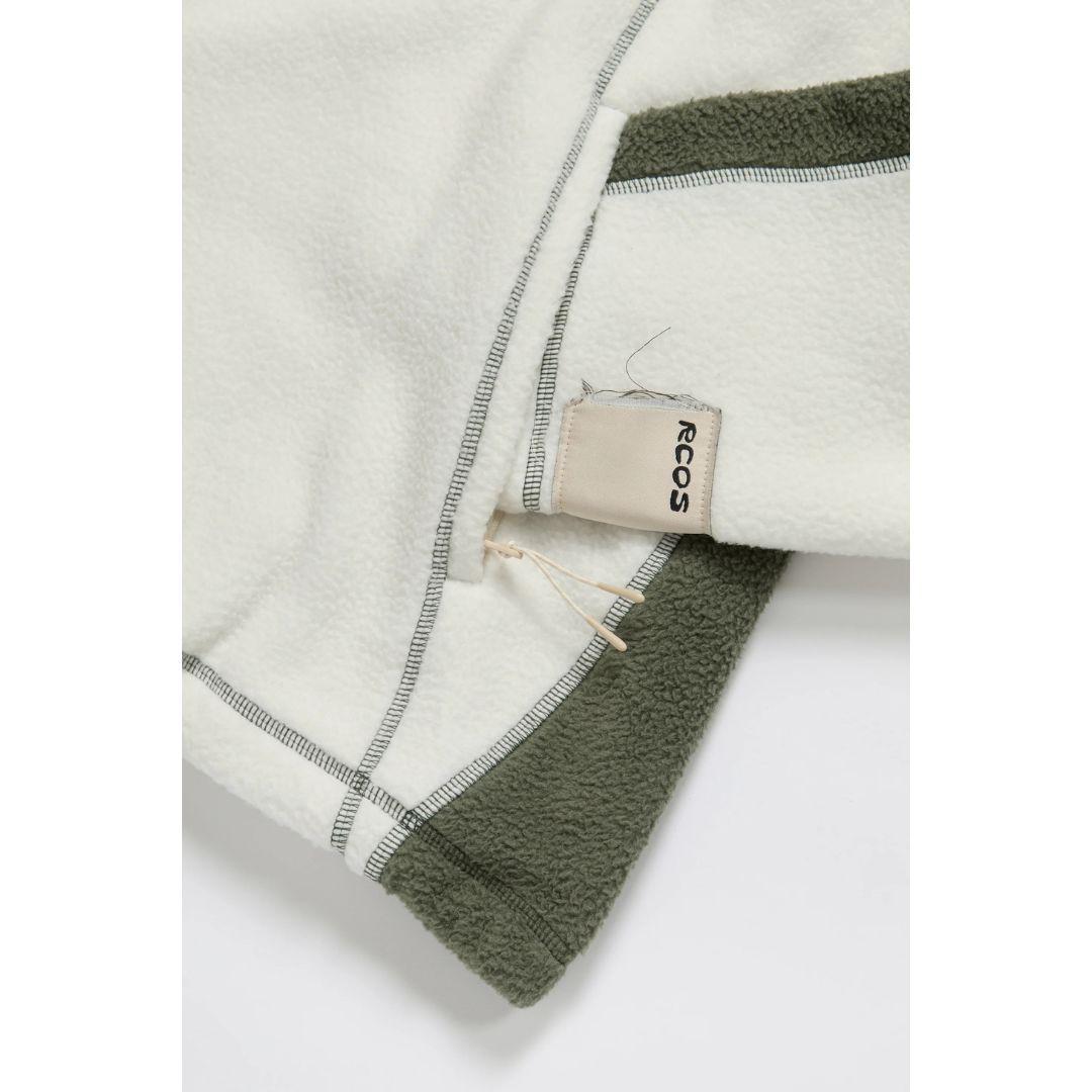 RCOS SHERPA FLEECE COLLARED JACKET OFF WHITE/GREEN