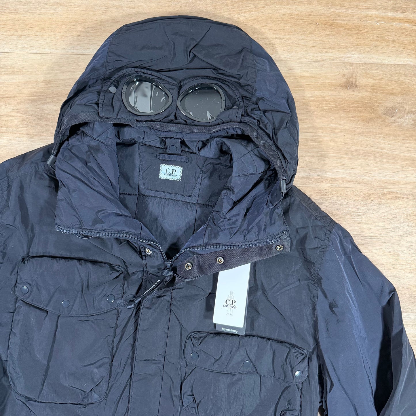 C.P. Company Chrome-R Padded Goggle Jacket in Navy