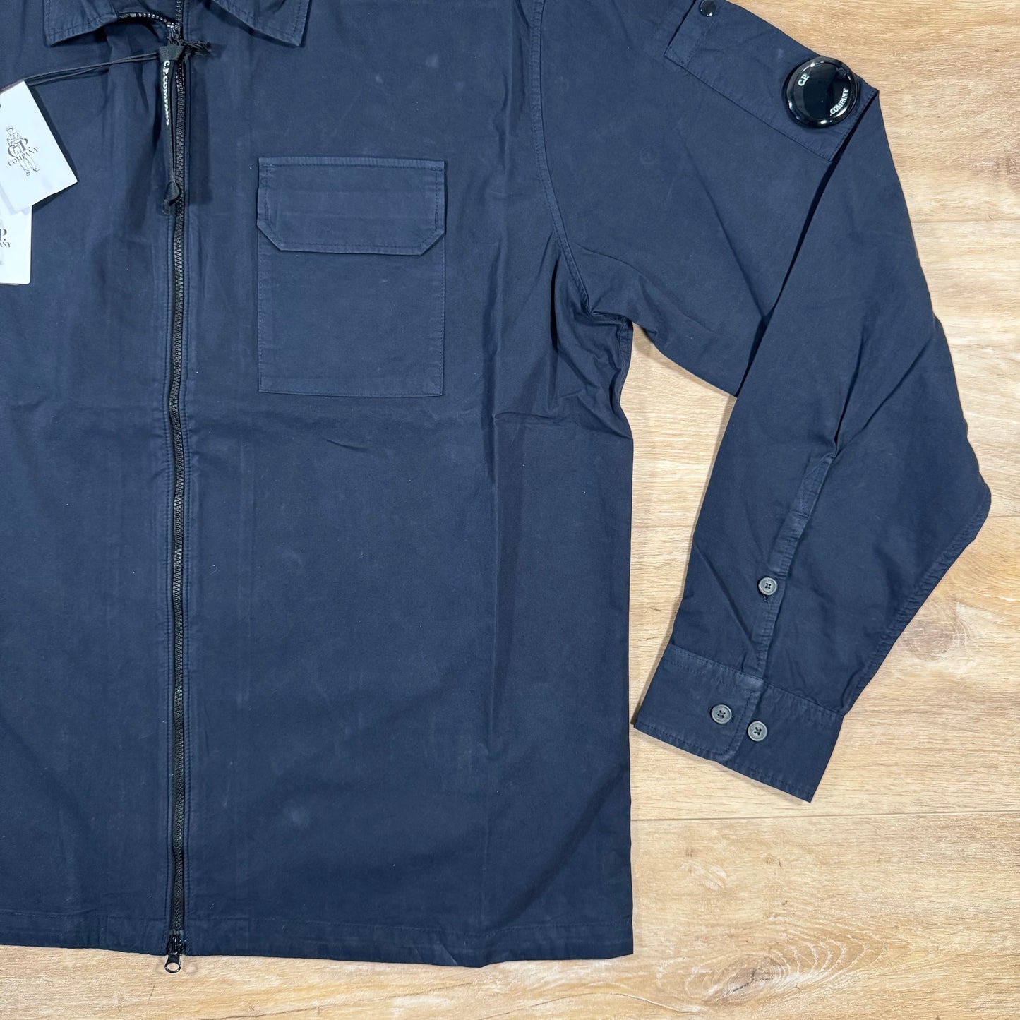 C.P. Company Organic Gabardine Lens Overshirt in Navy