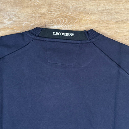 C.P. Company Diagonal Raised Fleece Crewneck Lens Sweatshirt in Navy