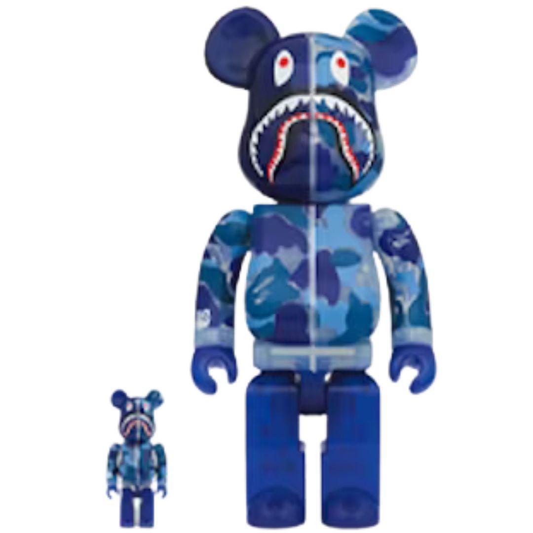 BEARBRICK X BAPE ABC CAMO SHARK 400% & 100% SET BLUE