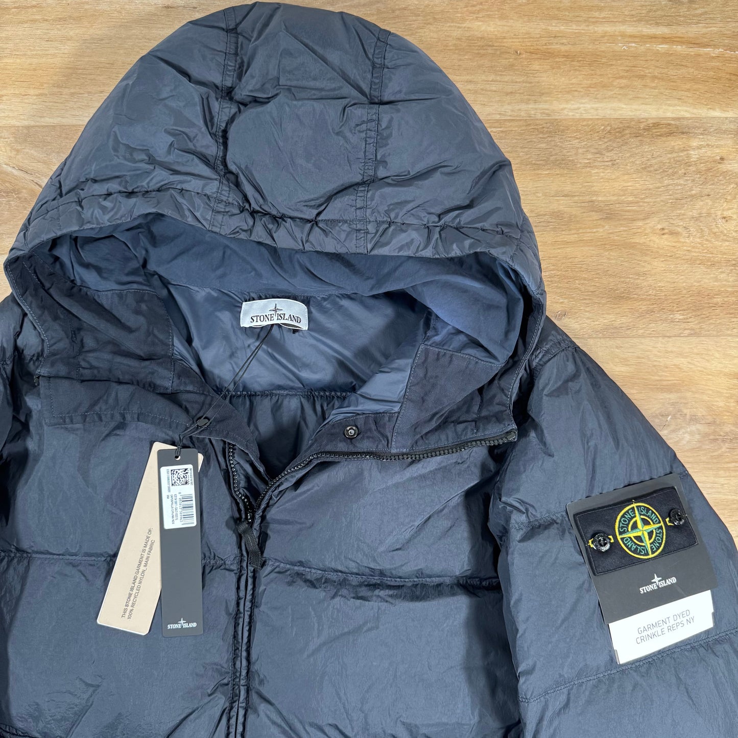 Stone Island Crinkle Reps NY Nylon Down Jacket in Navy
