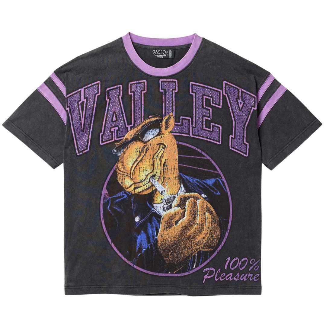 VALE FOREVER PURPLE RAYS BLING T-SHIRT WASHED BLACK