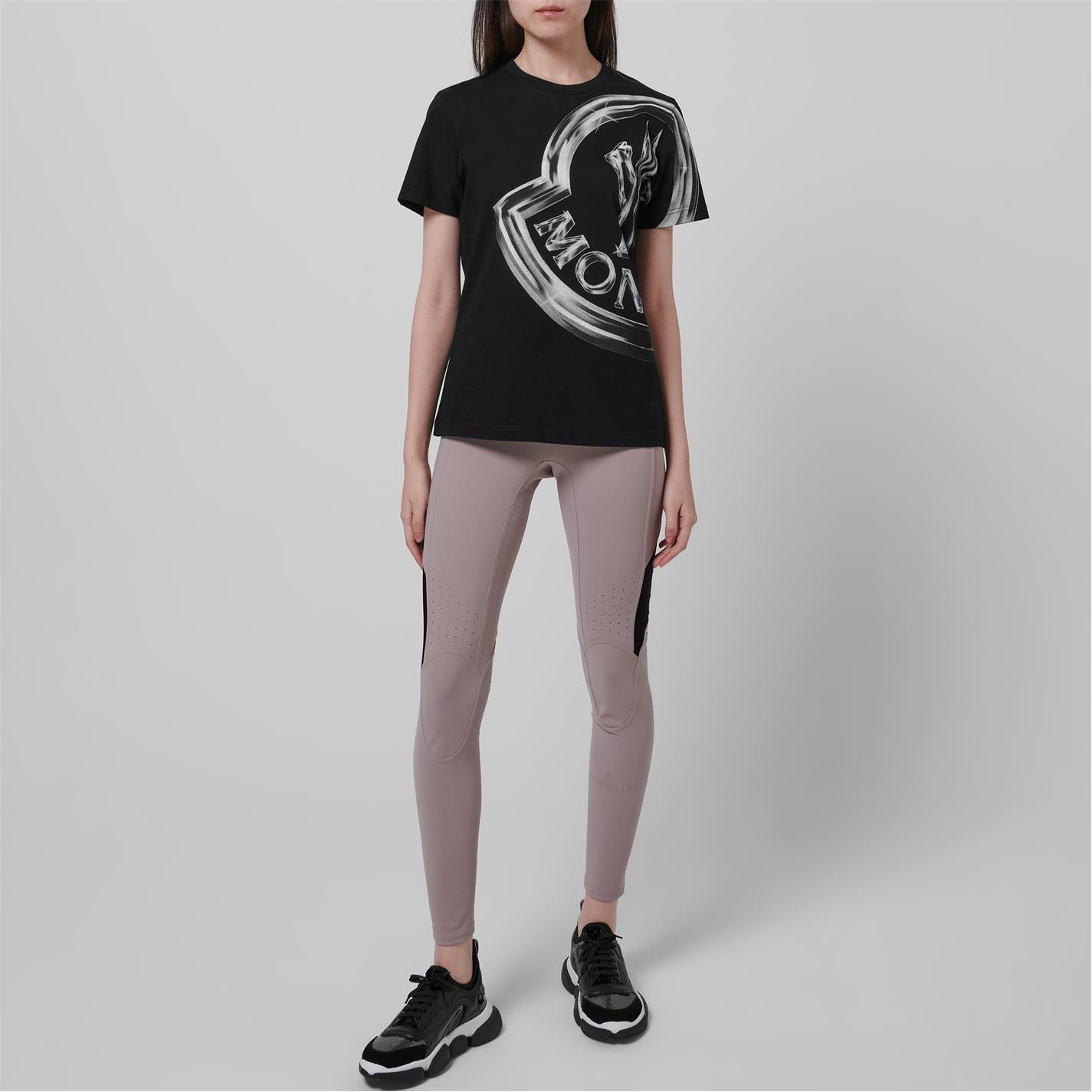 Womens Moncler Black Large Logo T-Shirt