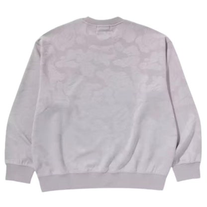 BAPE SOLID CAMO JACQUARD ONE POINT CREWNECK GREY