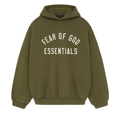ESSENTIALS FOG PRINTED ARCH LOGO HOODIE MILITARY