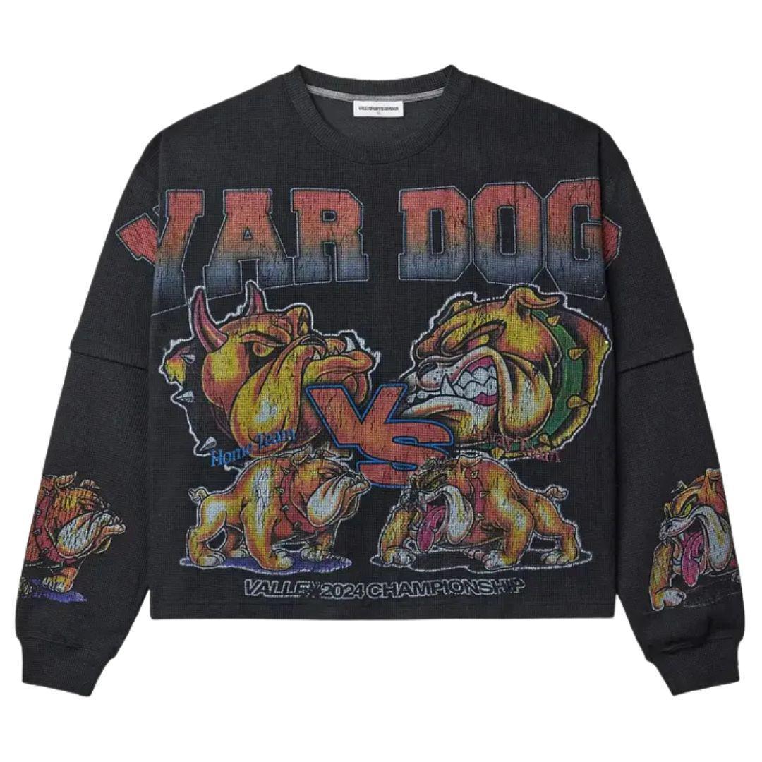 VALE FOREVER WAR DOG THERMAL CREWNECK BLACK
