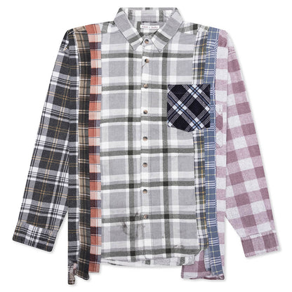 7 Cuts Wide Flannel Shirt - Assorted