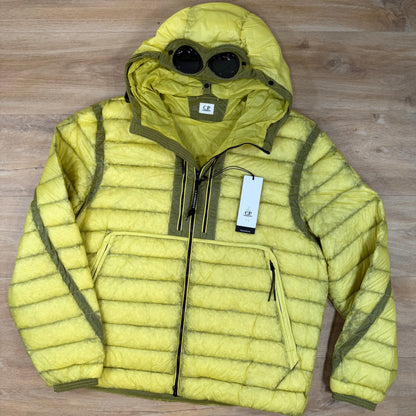 C.P. Company D.D. Shell Goggle Down Jacket in Green Sheen - Yellow