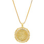 Womens 18ct Gold Plated Solar Coin Medallion Necklace