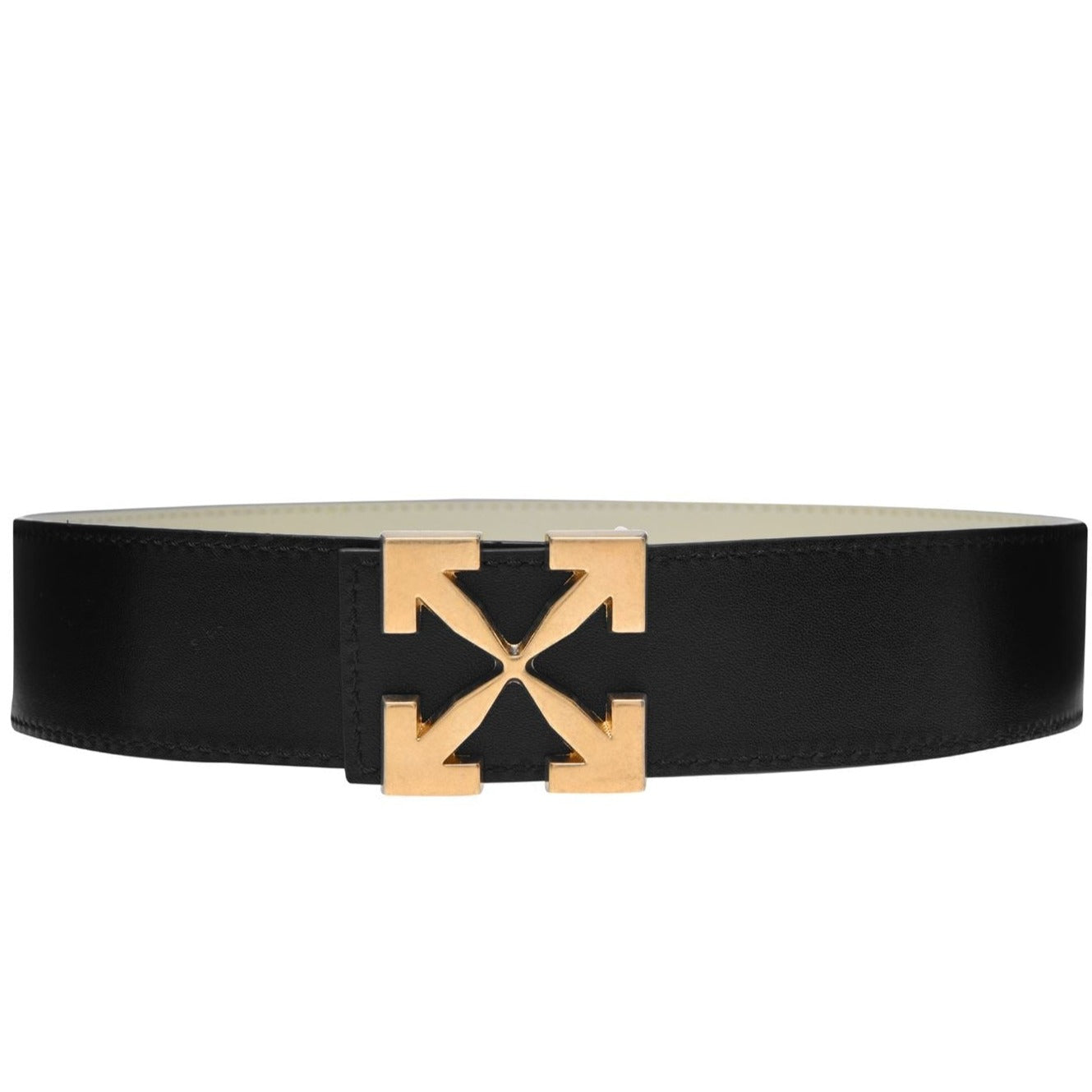 Womens Off-White Gold Logo Belt