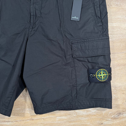 Stone Island Stretch Cotton Tela 'Paracadute' Cargo Bermuda Shorts in Black