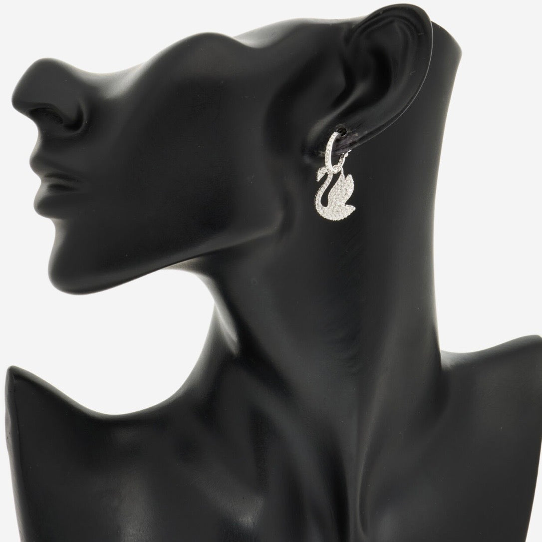 Swarovski Rhodium Plated Swan Earrings