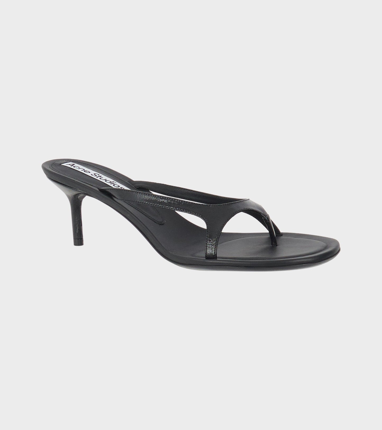 Leather Flip Flop Heels Black