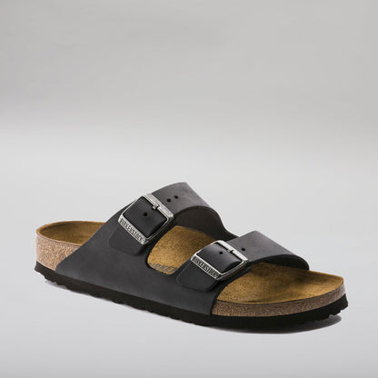 BIRKENSTOCK - ARIZONA 552113 - BLACK WAXY OILED LEATHER - NARROW FIT