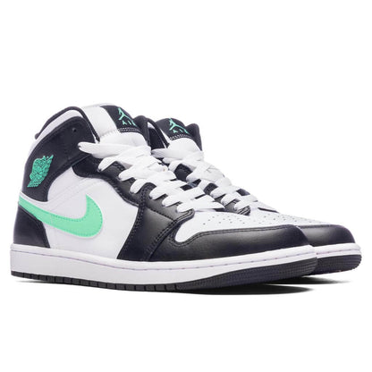 Air Jordan 1 Mid - White/Green Glow/Black
