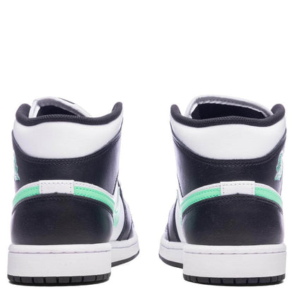 Air Jordan 1 Mid - White/Green Glow/Black