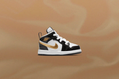 Air Jordan 1 Mid SE (TD) 'Black Gold' - Black/Metallic Gold/White