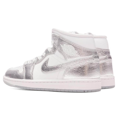 Women's Air Jordan 1 Mid - White/Metallic Silver/Wolf Grey