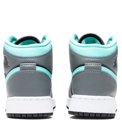 Air Jordan 1 Mid (GS) - Black/Aurora Green/Smoke Grey