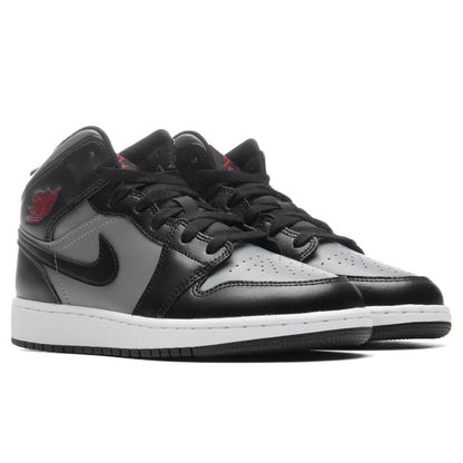 Air Jordan 1 Mid (GS) - Black/Gym Red/Particle Grey