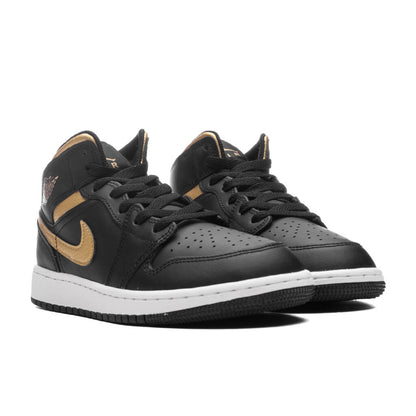 Air Jordan 1 Mid (GS) - Black/Metallic Gold/White
