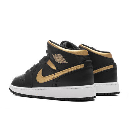 Air Jordan 1 Mid (GS) - Black/Metallic Gold/White