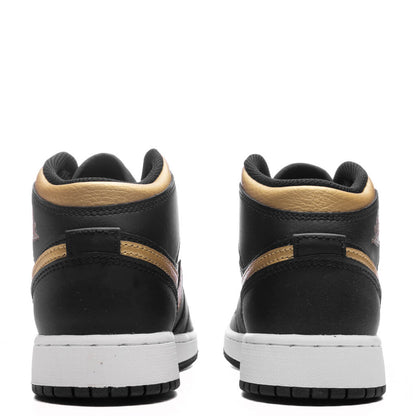 Air Jordan 1 Mid (GS) - Black/Metallic Gold/White