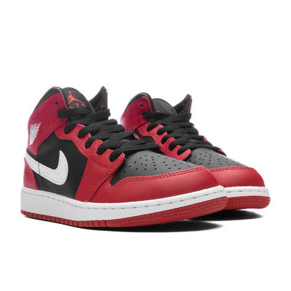 Air Jordan 1 Mid (GS) - Black/White/Gym Red