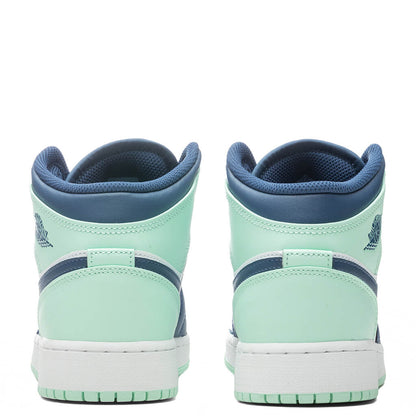 Air Jordan 1 Mid (GS) 'Blue Mint' - Mystic Navy/Mint/White