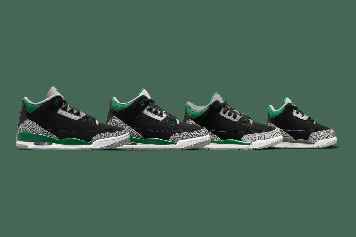 Air Jordan 3 Retro (TD) "Pine Green" - Black/Pine Green/Silver