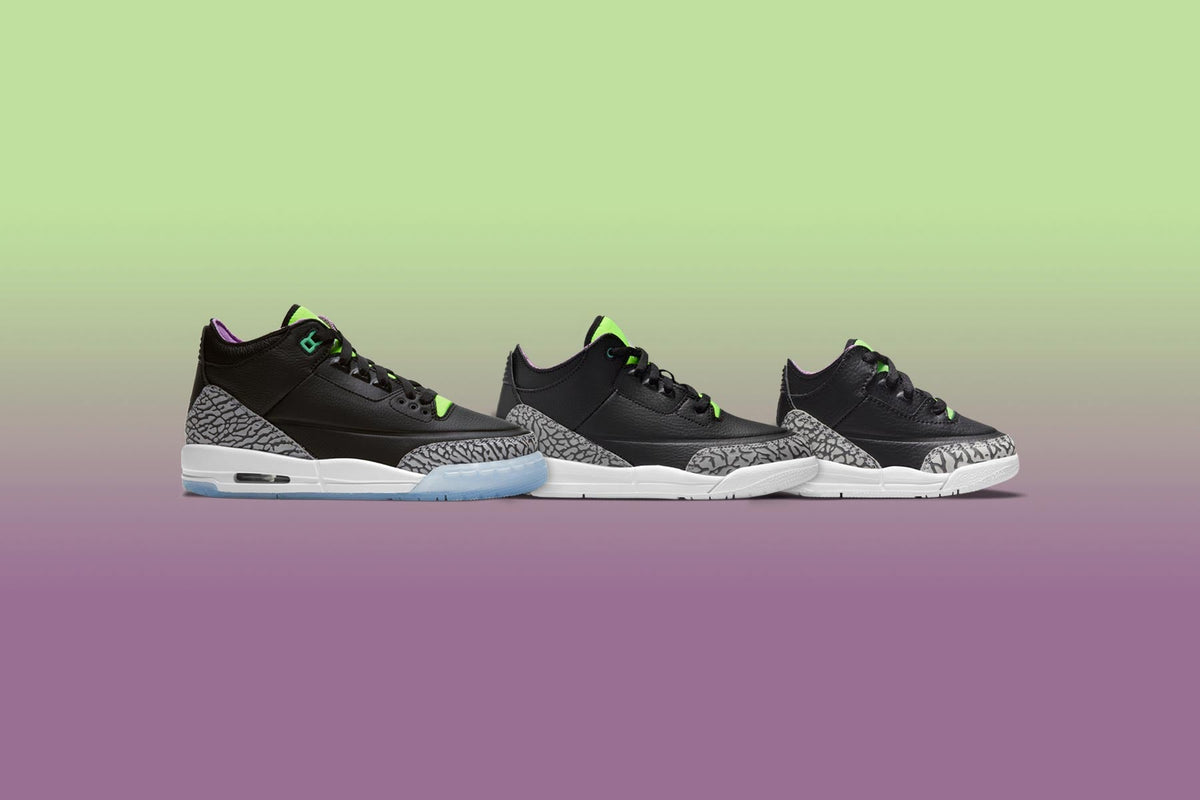 Air Jordan 3 Retro SE (TD) 'Electric Green' - Black/Violet Shock