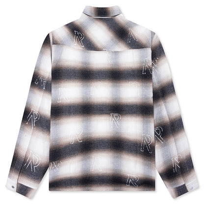 All Over Initial Flannel - Latte