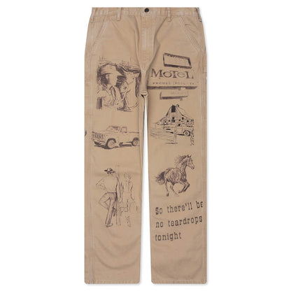 All Over Print Painters Canvas Pant - Tan