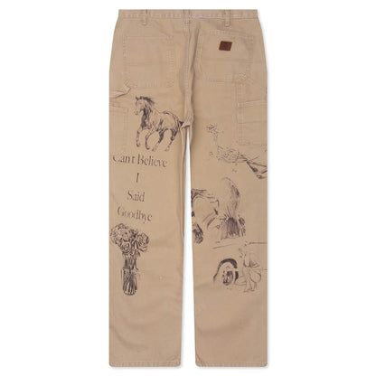 All Over Print Painters Canvas Pant - Tan