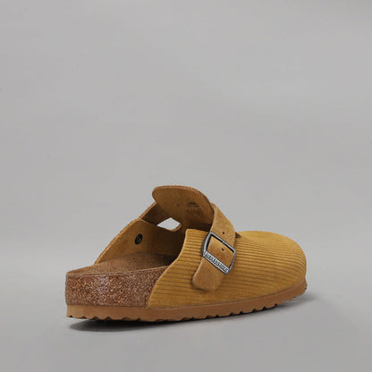 BIRKENSTOCK - BOSTON CLOGS - CORDUROY CORK BROWN EMBOSSED SUEDE - NARROW FIT